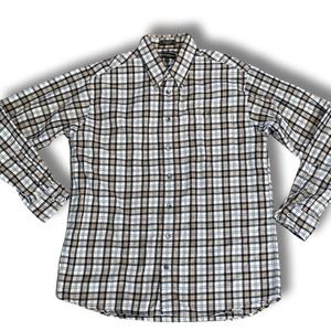 Kinloch Anderson Shirt Large L Brown Plaid Button Up Flannel Mens Wool Cotton